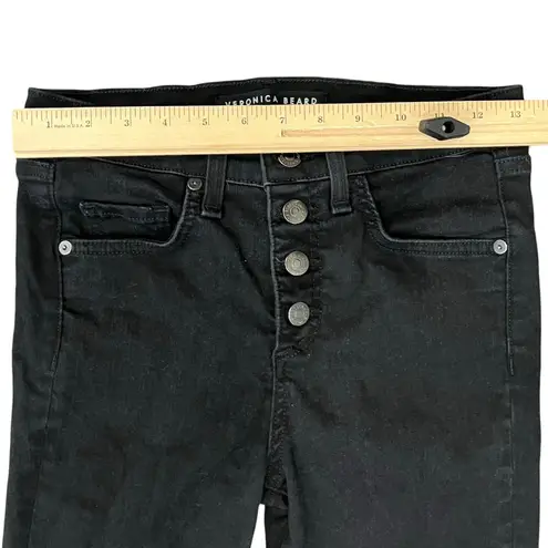 Veronica Beard Black Raven High Rise Button Fly Skinny Jeans Size 26 Denim