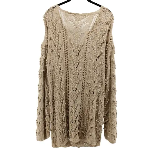 Unbranded Tan Knot Silk Blend Crochet Knit Coastal Cardigan Beach Coverup Size M Size M - Image 5