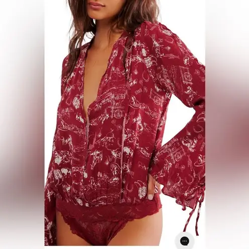 NWT Free People Intimately Everythings rosy bodysuit In Western Print size SP Red