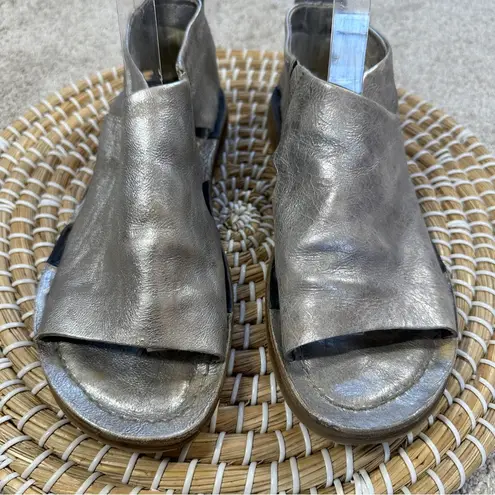 A.S.98 Women’s Reiley Leather Sandal Flat Peeptoe in Silver 38/US 7.5