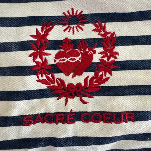 Baggu Navy and White Striped Drawstring Backpack