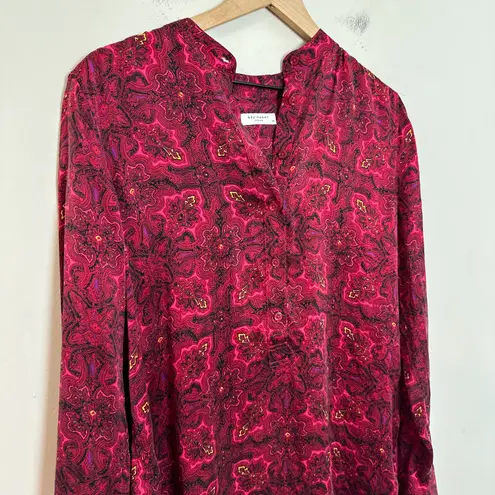 Equipment - Femme Ava Paisley Silk Button Down Blouse Business Career Work
