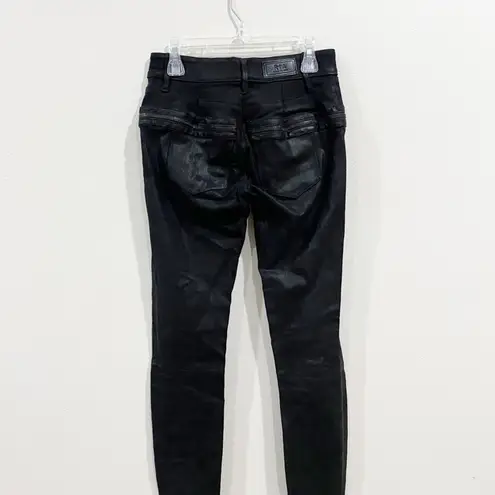 RTA Edgy Biker Rock and Roll Skinny 100% lambskin stretch leather Pants Black Size 24