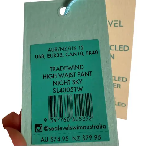 Sea Level Tradewind Night Sky High Waist Floral Print Bikini Swimsuit Bottoms 8 Blue