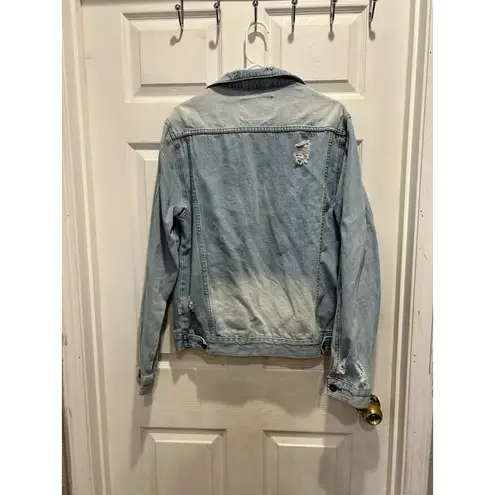 Trademark Brooklyn Cloth Distressed Denim Jacket Light Wash Blue Womens Medium