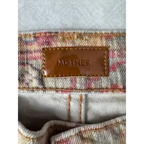 MOTHER Flared Jeans Women's Printed Bootcut Denim Orange Pink Pattern Size 27