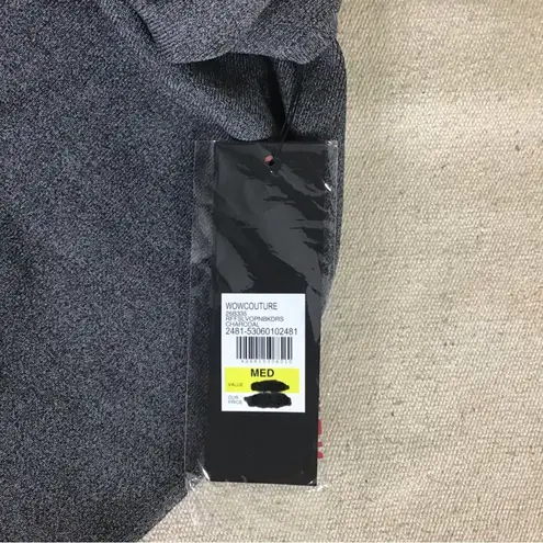 Wow Couture gray Mockneck fitted Midi dress with frilled sleeve Sz. Med EUC