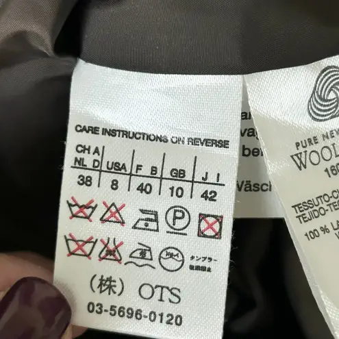 'S Max Mara 100% Virgin Wool Faux Fur Trimmed Coat in Chocolate Brown Size 8