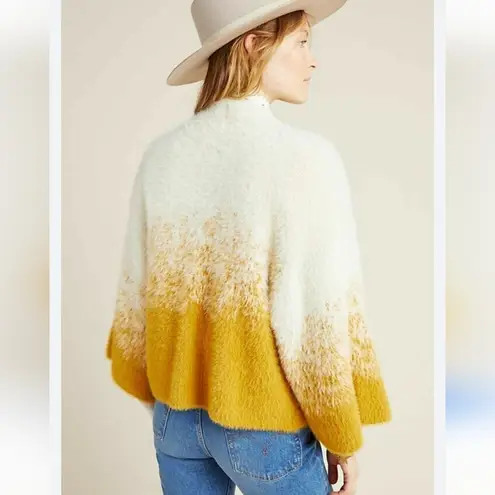 Anthropologie Senna Eyelash Fuzzy Ombre Poncho Orange Size L