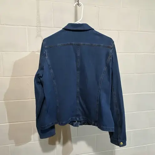 J. McLaughlin  Women's Jean Jacket XL Blue Denim Soft Stretch Gold Buttons *EUC