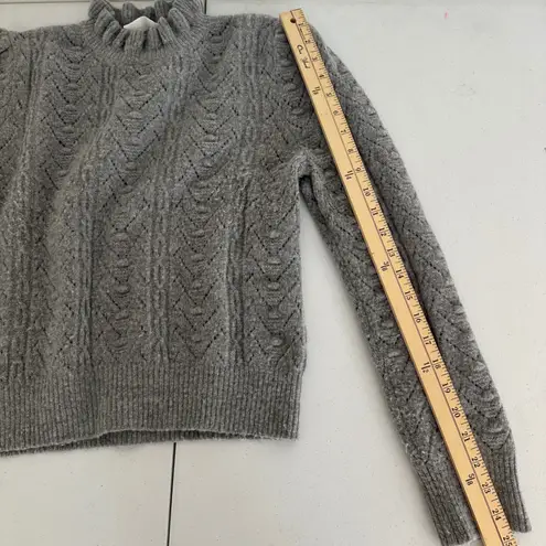 ASTR The Label Gray Ruffle Mock Neck Cable Knit Sweater Wool Women's Large