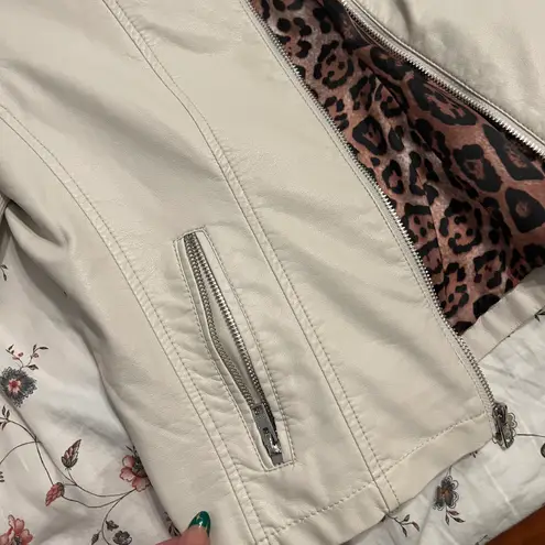 Black rivet white leather jacket best sale