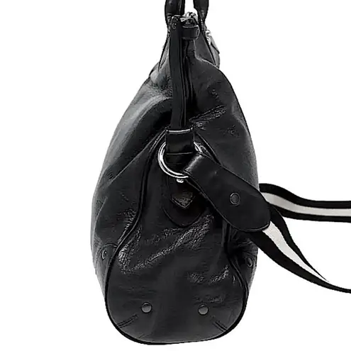 BALLY Black Calfskin Oversized Crossbody Messenger Overnight Top Handle Tote Bag