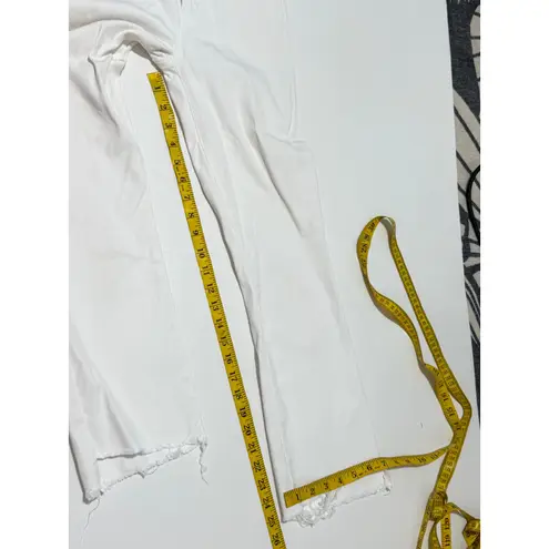 Mother The Insider Crop Step Fray White Denim Jeans Raw Hem Glass Slipper 25