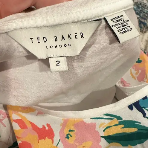 Ted Baker Sketchy Silk Magnolia Floral Sleeveless Blouse Round Neck Top Pink Size 6