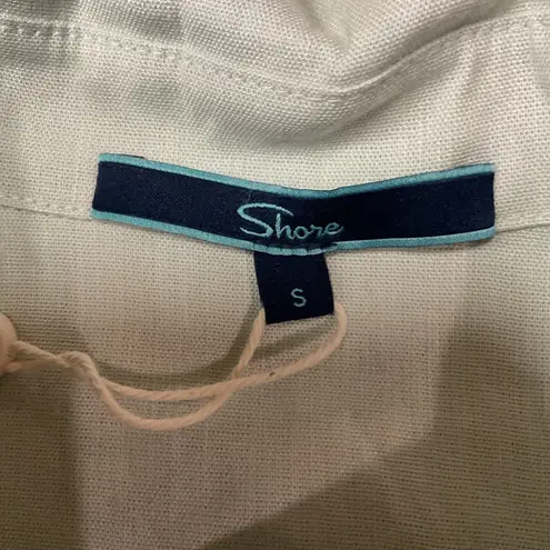 Shore Women's Short Sleeve Collared Button Down Linen Shirt Green Size S NWT Green