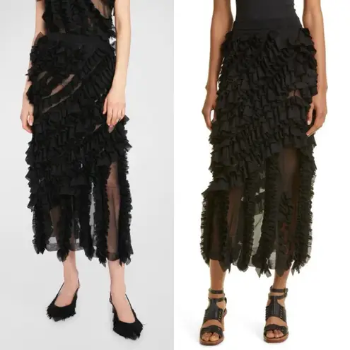 Ulla Johnson NWOT Sarafina ruffled knitted midi skirt in Black Size Medium