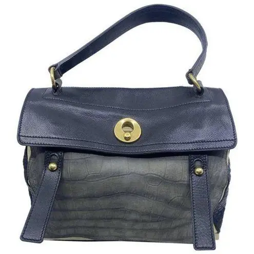 Saint Laurent Muse Two Ysl Embossed Rive Gauge Greenblack Leather Should…