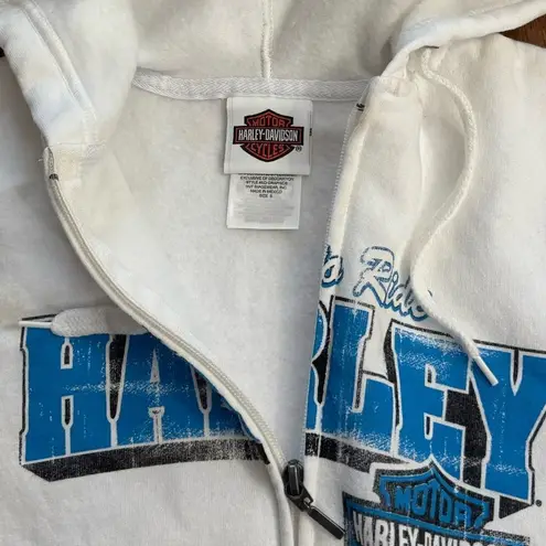Harley Davidson White Zip Up Hoodie Sweatshirt Women’s Small
