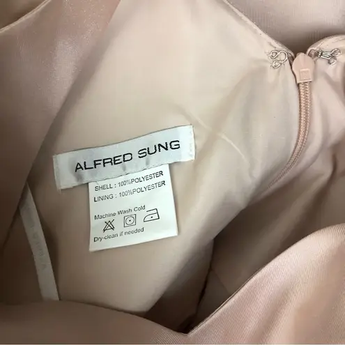 Alfred Sung  V Neck A Line Sleeveless Cocktail Dress Cameo Light Pink Size 8 D768