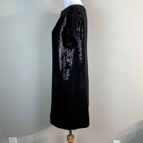 Robert Rodriguez Dress Womens 6 Black Sequin Mini Shift Short Sleeve Cocktail