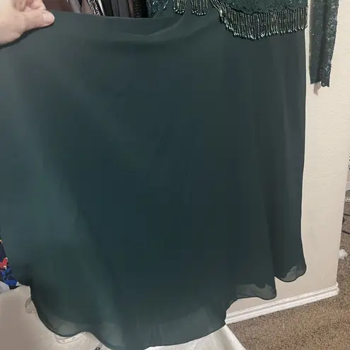Vintage Green Cocktail Dress Sequins Beaded Midi Full Skirt Gown Sz 6/8