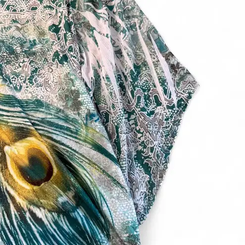 JM Collection Woman 3X Peacock Feather Rhinestone Tunic Top Plus Size