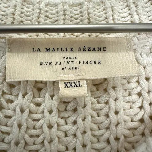 Sézane La Maille Jazz Cable Knit Organic Cotton Sweater Ecru Size XXXL