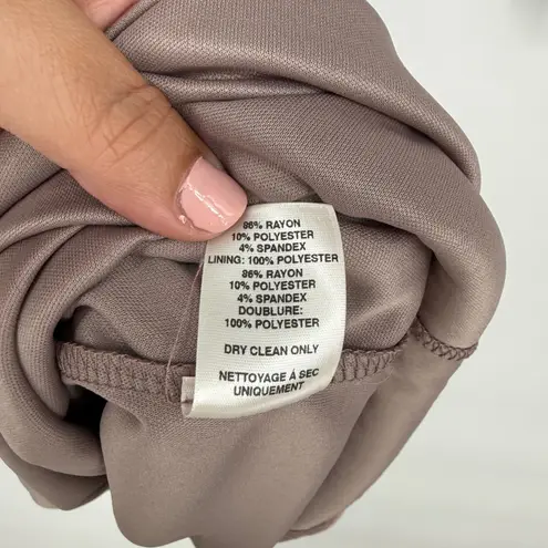 AMADI Wrap Knit Midi Dress Taupe Long Sleeve V Neck Ruched Casual Size S Gray