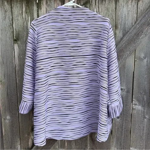 EUC IC by Connie K Ribbed Wave Stripe Jacket Top Lavender Black Size 1X