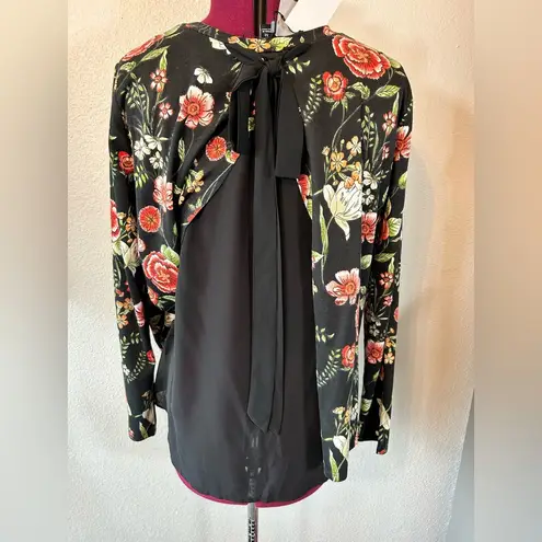 Bobeau B Collection By Floral Long Sleeve Flowy Top Size Medium NWT