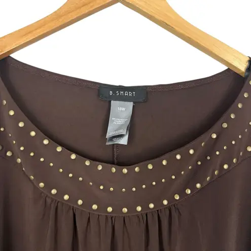 B. Smart Vintage Y2K Chocolate Brown Babydoll Studded Sleeveless Sheath Dress 18W