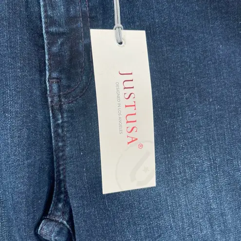 Just USA Jeans Size 27 Slim Bootcut Dark Denim NWT Frayed Hem Cotton Stretch