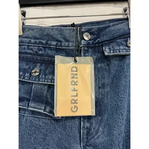 GRLFRND NWT The Lara Low Rise Wide Leg Denim Cargo Jeans Blue Women's size 25