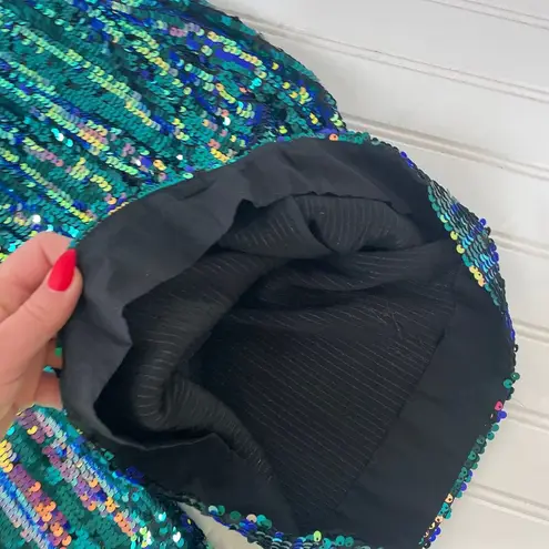 NWT Alix NYC High Waisted Sequin Kimmel Pants Size S Aurora Blue