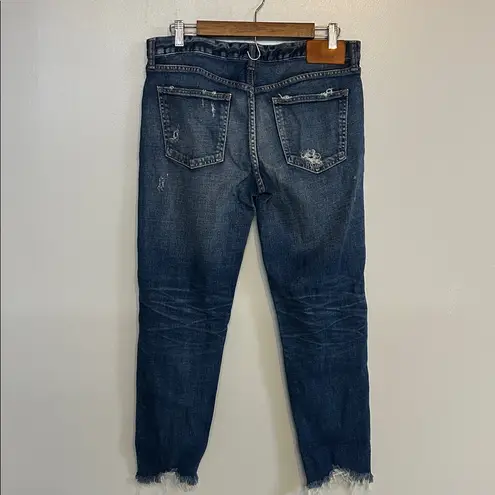 MOUSSY Vintage Comfort Glendele Skinny Jean Distressed Raw Hem Size 29 Blue