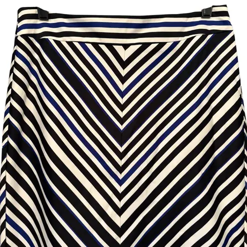 NWT, Ann Taylor Factory Black White Royal Blue Chevron Stripe Pencil Skirt, Sz 6