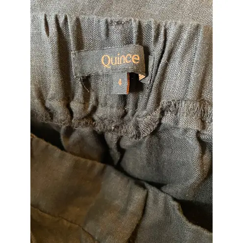 Quince Black 100% European Linen Pleated Wide Leg Trousers Womens Size 4