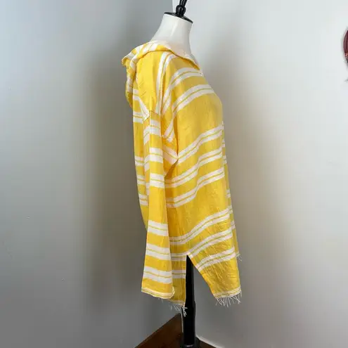 Lemlem NEW Golden Striped Doro Fringe Long Sleeve Hoodie Large