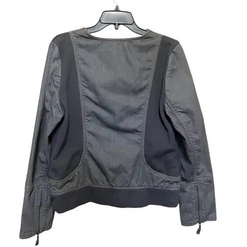 Sundance Women’s Size 14 Gray Denim Moto Jacket Asymmetrical Zip Stretch