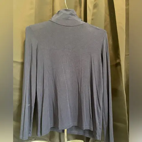 Leo & Nicole Navy Blue Cowl Neck Long Sleeve Top Knit Shirt Soft Comfy Casual Size L