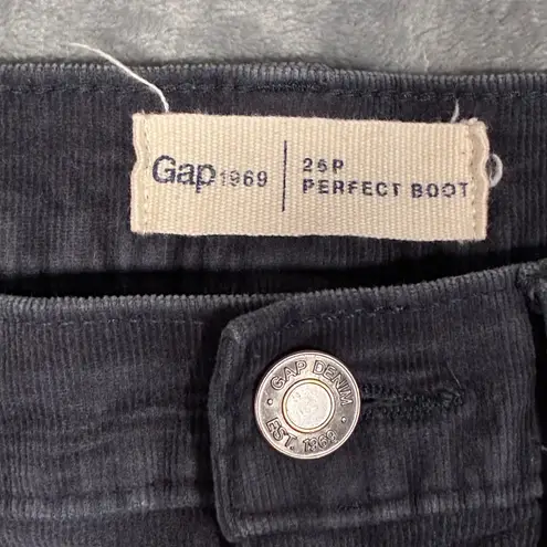 Gap 1969 Gap Perfect Boot Corduroy Low Rise Pants Charcoal Gray Women's Petite 26P