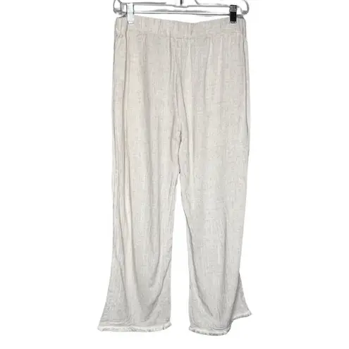 Coco + Carmen Pants Womens Medium Cream Linen Blend Cropped Frayed Hems Neutral