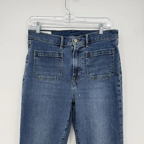 Gap  Blue Denim Flare High Rise Jeans Size 8 Short/29 Slit Pocket Cotton