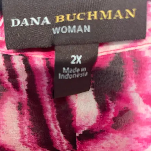 Dana Buchman Red and Pink Graphic Blouse Size 2X