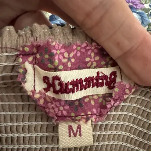 Humming Floral Vine Strap Dress Fairy Cottage Milkmaid Feminine Fae Earthy Blue Size M