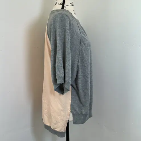 Moth Gray & Peach Color Block Top Dolman Sleeve Knit Shirt Size M