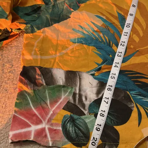 Womens Tropical Flared Sleeves Tunic Small Pom Pom Resort Flower Beach Brazil Yellow