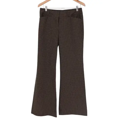 Brown Plaid Flare Trousers Wide Leg Bell Bottom Pants Women's Size 7