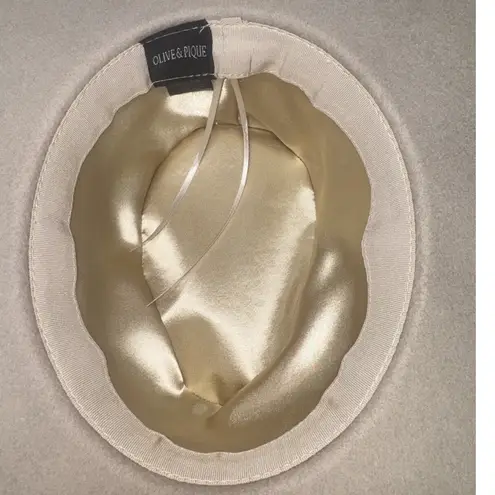 Wide Brim Felt Fedora Hat with Woven Band Tan Beige Western Style